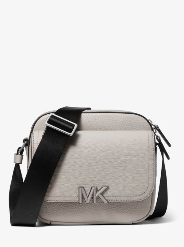 Panske Crossbody Kabelka Michael Kors Hudson Textured Leather Siva - Tasky Michael Kors Levně | IYJZC-9714